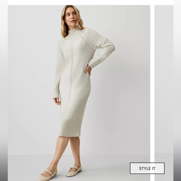 Ann Taylor Dresses & Skirts - Ann Taylor Petite Weekend Collection Mock Neck Raglan Sweater Dress Size XSP